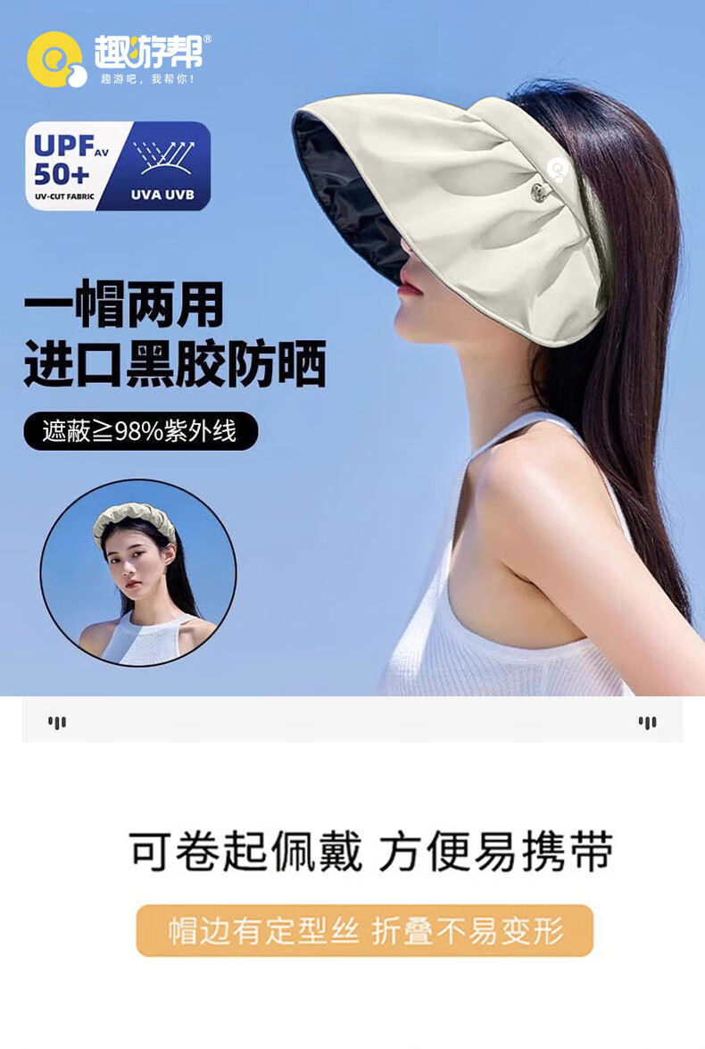 趣游帮黑胶户外防晒遮阳贝壳帽（S-2312 )-详情图-1